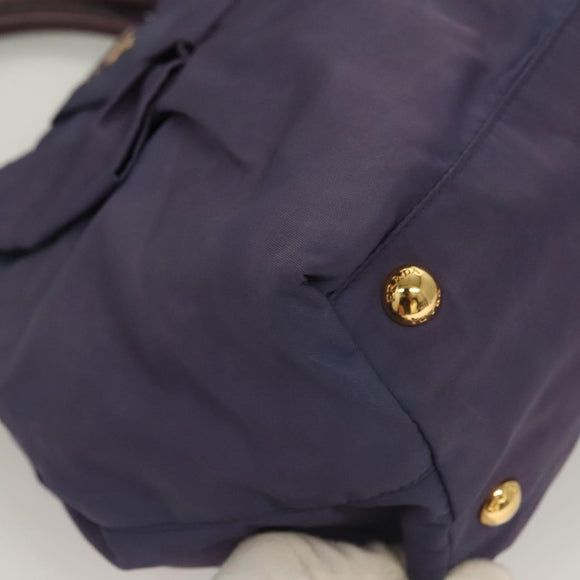 PRADA Hand Bag Nylon 2way Purple Gold Auth 133087