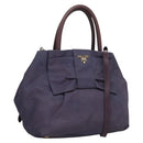 PRADA Hand Bag Nylon 2way Purple Gold Auth 133087-1