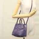 PRADA Hand Bag Nylon 2way Purple Gold Auth 133087-23