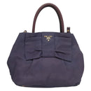 PRADA Hand Bag Nylon 2way Purple Gold Auth 133087-13