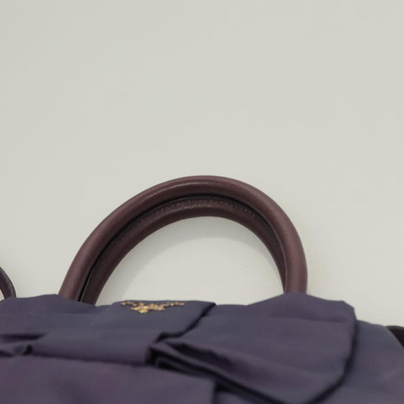 PRADA Hand Bag Nylon 2way Purple Gold Auth 133087
