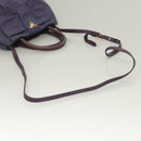 PRADA Hand Bag Nylon 2way Purple Gold Auth 133087-9