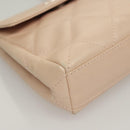 CHANEL Matelasse Hand Bag Leather Beige Silver CC Auth 133091-15