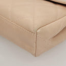 CHANEL Matelasse Hand Bag Leather Beige Silver CC Auth 133091-16