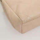 CHANEL Matelasse Hand Bag Leather Beige Silver CC Auth 133091-17