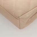 CHANEL Matelasse Hand Bag Leather Beige Silver CC Auth 133091-8