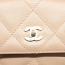 CHANEL Matelasse Hand Bag Leather Beige Silver CC Auth 133091-18