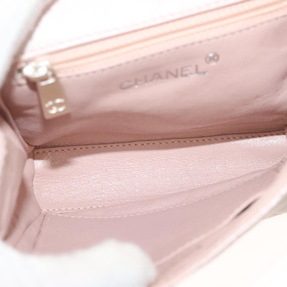 CHANEL Matelasse Hand Bag Leather Beige Silver CC Auth 133091