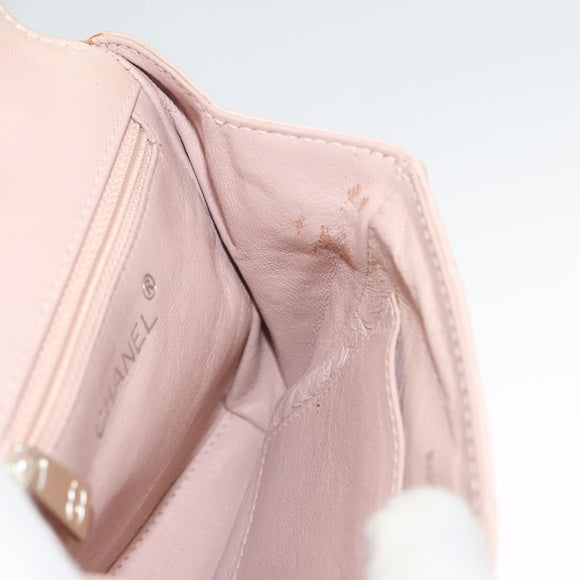 CHANEL Matelasse Hand Bag Leather Beige Silver CC Auth 133091