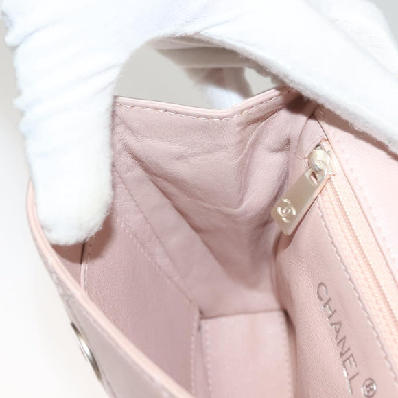 CHANEL Matelasse Hand Bag Leather Beige Silver CC Auth 133091