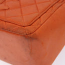 CHANEL Matelasse Hand Bag Lamb Skin Orange Gold CC Auth 133092-10