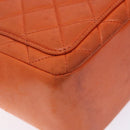 CHANEL Matelasse Hand Bag Lamb Skin Orange Gold CC Auth 133092-11