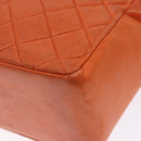 CHANEL Matelasse Hand Bag Lamb Skin Orange Gold CC Auth 133092-12