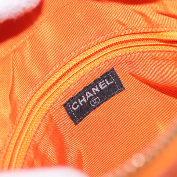 CHANEL Matelasse Hand Bag Lamb Skin Orange Gold CC Auth 133092