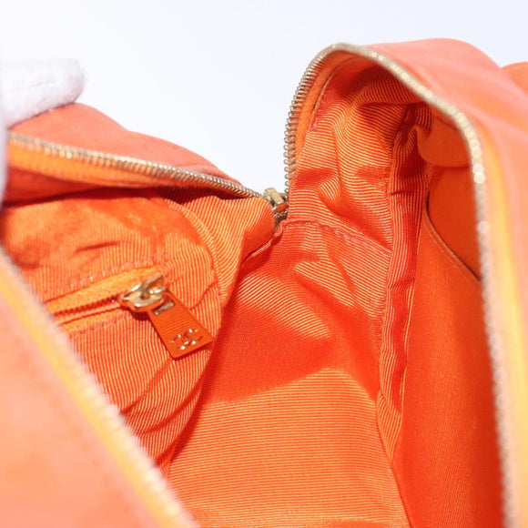 CHANEL Matelasse Hand Bag Lamb Skin Orange Gold CC Auth 133092