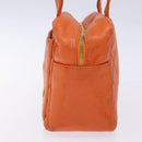 CHANEL Matelasse Hand Bag Lamb Skin Orange Gold CC Auth 133092-4