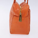 CHANEL Matelasse Hand Bag Lamb Skin Orange Gold CC Auth 133092-5