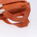 CHANEL Matelasse Hand Bag Lamb Skin Orange Gold CC Auth 133092-7