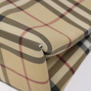 BURBERRY Nova Check Hand Bag PVC Beige Silver Auth 133131-9