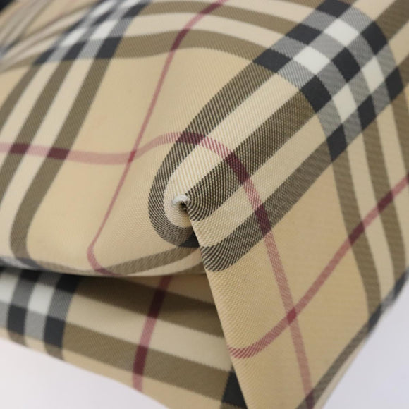 BURBERRY Nova Check Hand Bag PVC Beige Silver Auth 133131