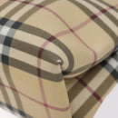 BURBERRY Nova Check Hand Bag PVC Beige Silver Auth 133131-15