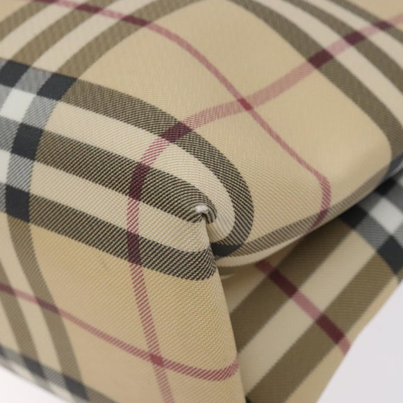 BURBERRY Nova Check Hand Bag PVC Beige Silver Auth 133131