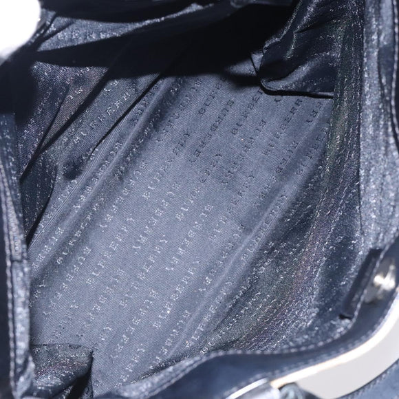 BURBERRY Nova Check Hand Bag PVC Beige Silver Auth 133131