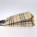 BURBERRY Nova Check Hand Bag PVC Beige Silver Auth 133131-4