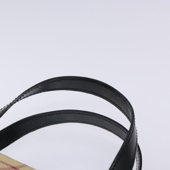 BURBERRY Nova Check Hand Bag PVC Beige Silver Auth 133131