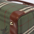 Burberrys Nova Check Hand Bag PVC Leather Green Gold Auth 133132-15