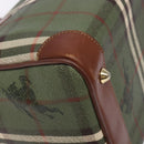 Burberrys Nova Check Hand Bag PVC Leather Green Gold Auth 133132-16