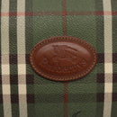 Burberrys Nova Check Hand Bag PVC Leather Green Gold Auth 133132-17