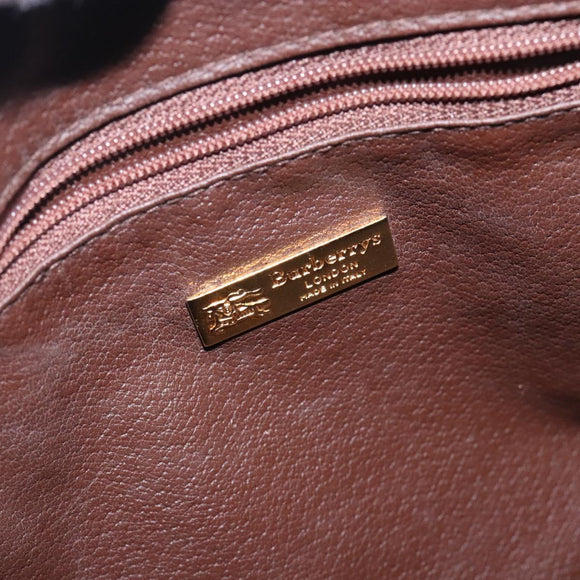 Burberrys Nova Check Hand Bag PVC Leather Green Gold Auth 133132