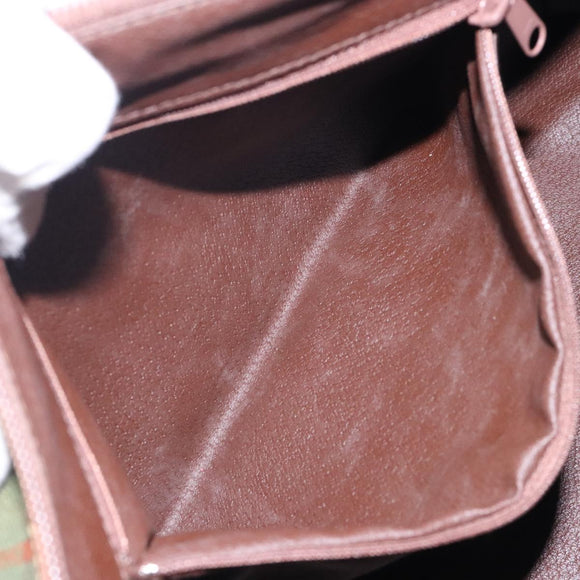 Burberrys Nova Check Hand Bag PVC Leather Green Gold Auth 133132