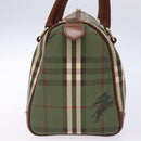 Burberrys Nova Check Hand Bag PVC Leather Green Gold Auth 133132-4