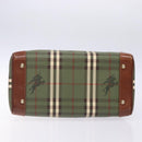 Burberrys Nova Check Hand Bag PVC Leather Green Gold Auth 133132-5
