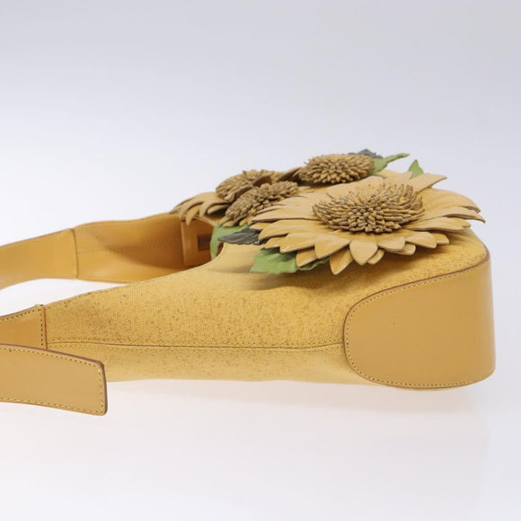 Salvatore Ferragamo Sunflower Shoulder Bag Canvas Yellow Auth 133137