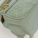 BOTTEGA VENETA INTRECCIATO Shoulder Bag Leather Light Blue Gold Auth 133141-10