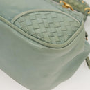 BOTTEGA VENETA INTRECCIATO Shoulder Bag Leather Light Blue Gold Auth 133141-11