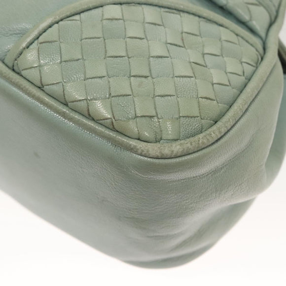 BOTTEGA VENETA INTRECCIATO Shoulder Bag Leather Light Blue Gold Auth 133141