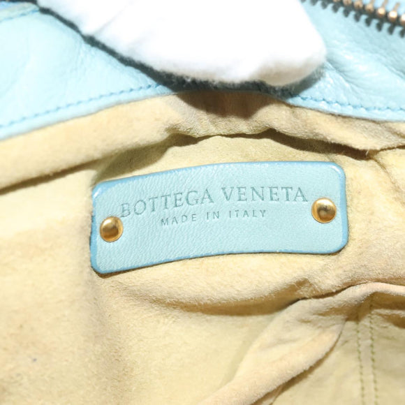 BOTTEGA VENETA INTRECCIATO Shoulder Bag Leather Light Blue Gold Auth 133141