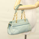 BOTTEGA VENETA INTRECCIATO Shoulder Bag Leather Light Blue Gold Auth 133141-21