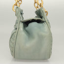 BOTTEGA VENETA INTRECCIATO Shoulder Bag Leather Light Blue Gold Auth 133141-4