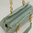 BOTTEGA VENETA INTRECCIATO Shoulder Bag Leather Light Blue Gold Auth 133141-6