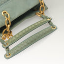 BOTTEGA VENETA INTRECCIATO Shoulder Bag Leather Light Blue Gold Auth 133141-7