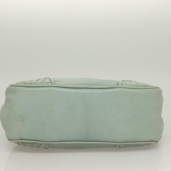 BOTTEGA VENETA INTRECCIATO Shoulder Bag Leather Light Blue Gold Auth 133141