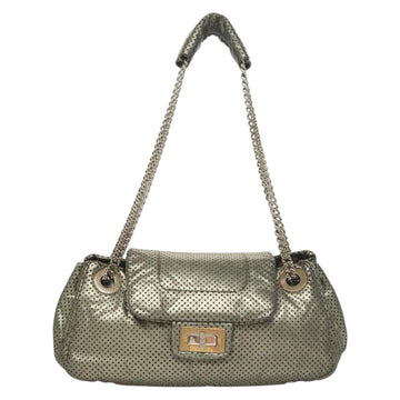 CHANEL 2.55 Chain Shoulder Bag Leather Silver CC Auth 133142 - 0