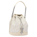 Christian Dior Trotter Canvas Romantic Shoulder Bag PVC White Silver Auth 133156-1
