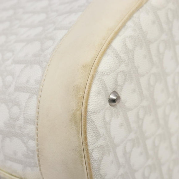 Christian Dior Trotter Canvas Romantic Shoulder Bag PVC White Silver Auth 133156