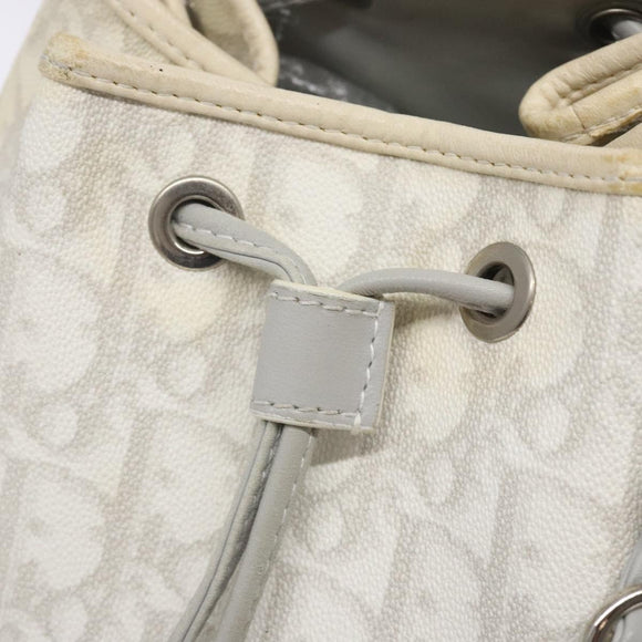 Christian Dior Trotter Canvas Romantic Shoulder Bag PVC White Silver Auth 133156